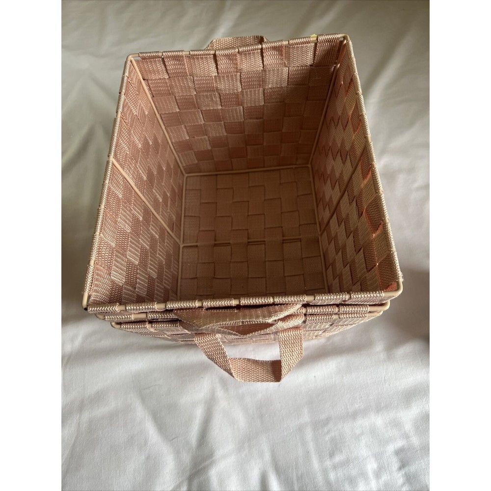 Home Impressions Large Pink  Woven Basket Or Storage Bins